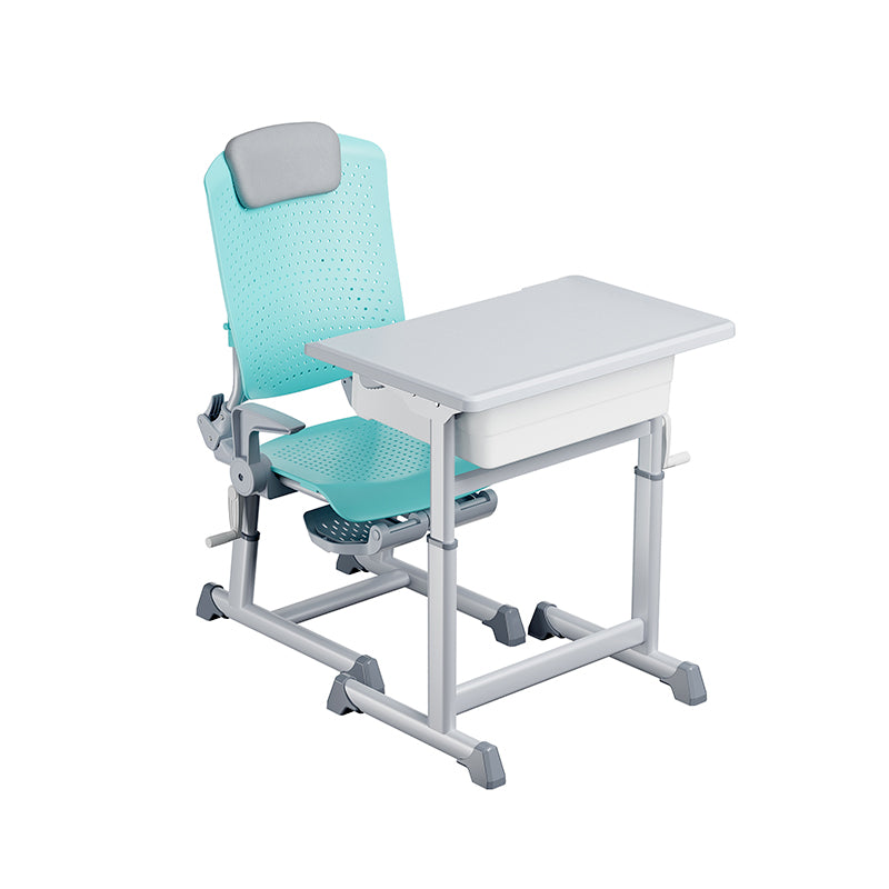 Height-Adjustable Classroom Table & Chair Set – High-Back Ergonomic Chair with Headrest & Chair Footrest
