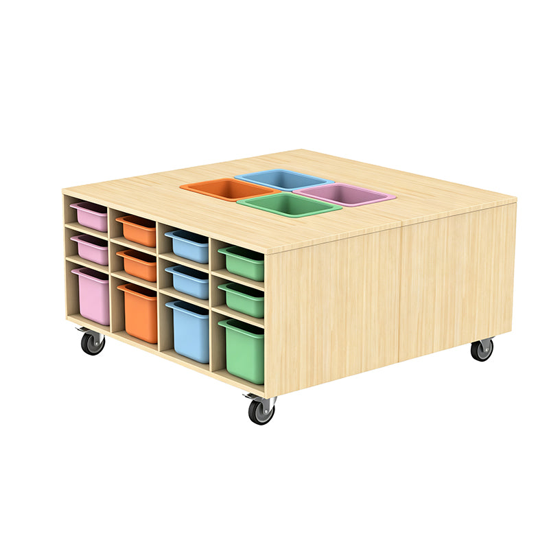 Mobile Classroom Tool Table – Multi-Compartment Storage with Detachable Bins & Heavy-Duty Casters