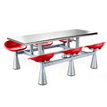 6-Seat Integrated Canteen Dining Table With Dual Optional Tabletop for School & Factory Cafeteria Spaces