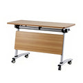 Flip-Top Training Table with Wood MDF Modesty Panel - Silver Frame