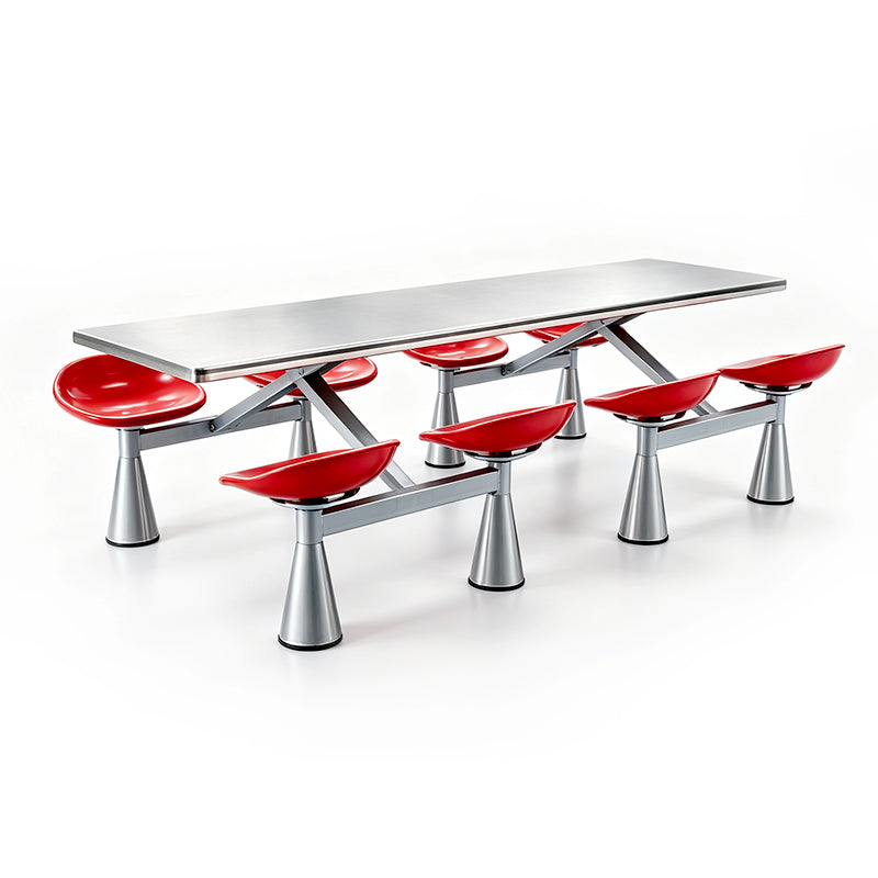 8-Seat Integrated Canteen Dining Table With Dual Optional Tabletop for Large Cafeteria Spaces