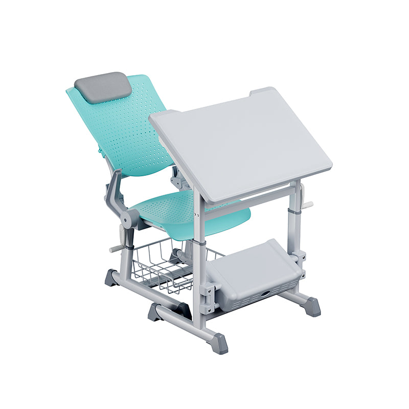 Height-Adjustable Classroom Table & Chair Set – High-Back Ergonomic Chair with Headrest & Desk Footrest