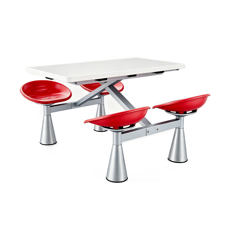 4-Seat Integrated Canteen Dining Table for School & Staff Cafeteria Spaces