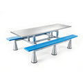 8-Seat Height Adjustable Integrated Canteen Table With Long ABS Bench