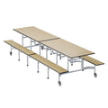 Folding Student Dining Table – Fire-Retardant MDF Top & Bench Seats with Lockable Casters for School Cafeterias