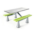 4-Seat Height Adjustable Integrated Canteen Dining Table With Long ABS Bench For Small Cafeteria Spaces
