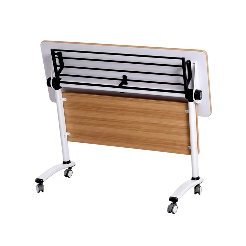 Flip-Top Training Table with Wood MDF Modesty Panel - Silver Frame