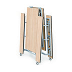 Folding Student Dining Table – Fire-Retardant MDF Top & Bench Seats with Lockable Casters for School Cafeterias
