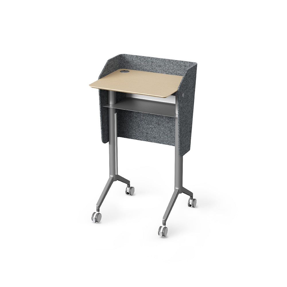 Mobile Presentation Podium – Acoustic Panel, Cable Management & Magnetic Board with Rolling Casters