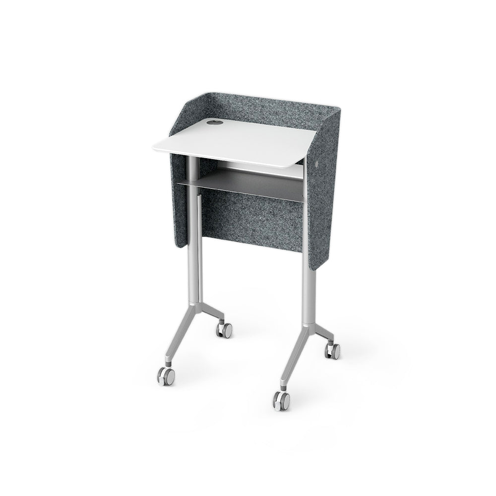 Mobile Presentation Podium – Acoustic Panel, Cable Management & Magnetic Board with Rolling Casters