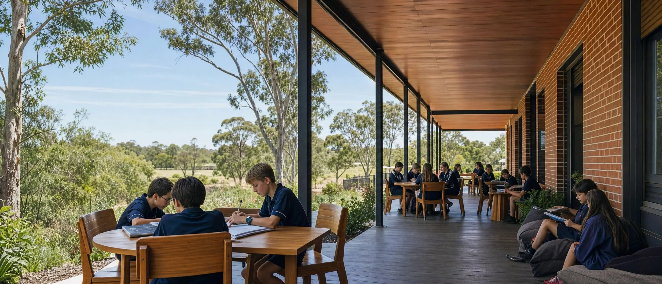 Outdoor and classroom furniture for Australia schools with study tables, seating and China-based school furniture sourcing