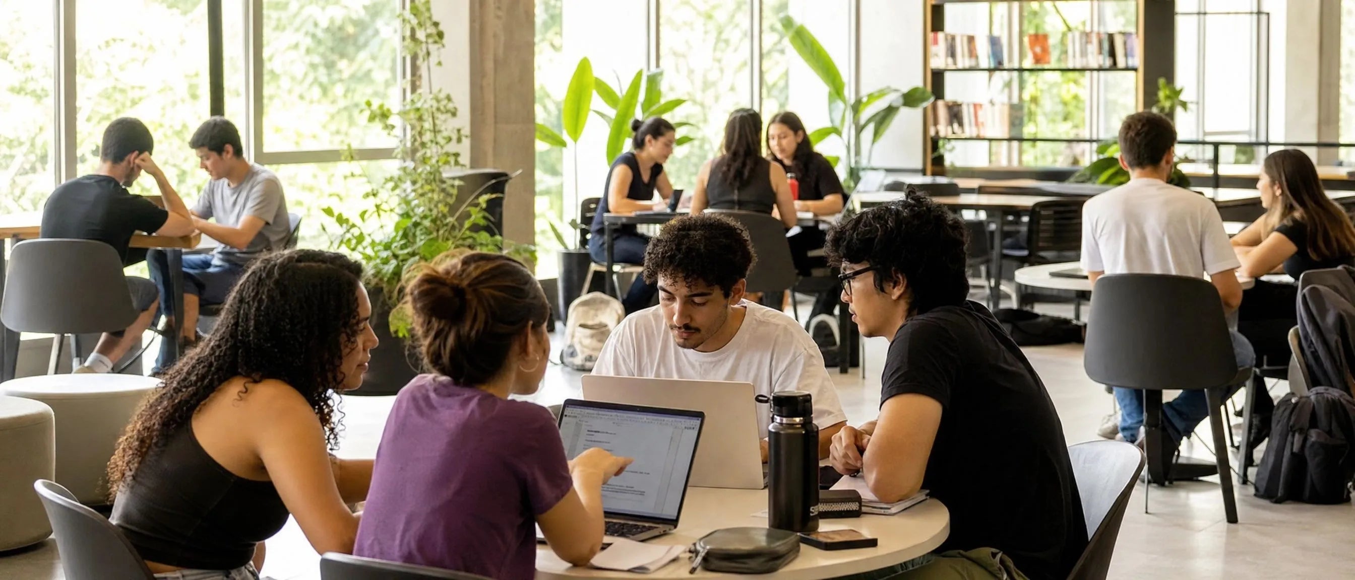 Flexible study furniture for Brazil schools and universities with modern library study and collaboration areas