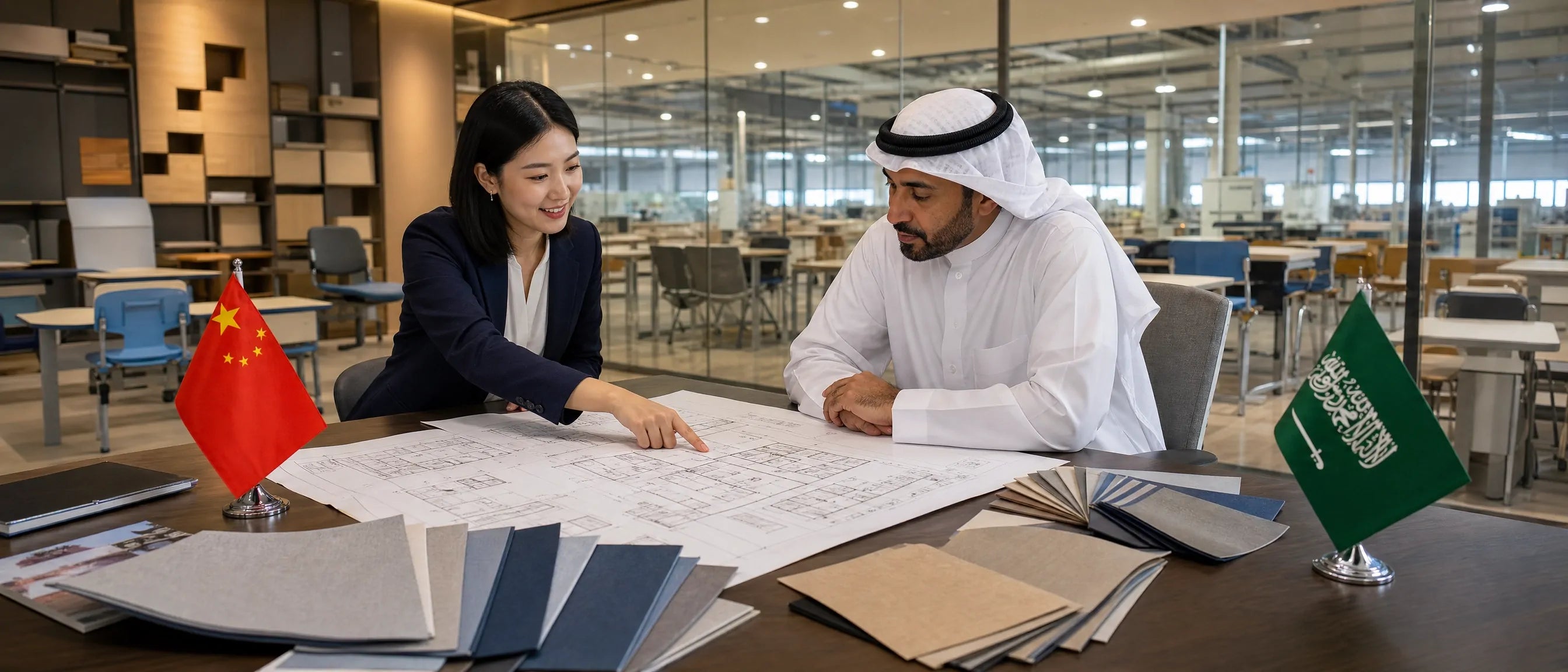 China to Saudi Arabia school furniture project planning with layout discussion, material selection and classroom furniture sourcing