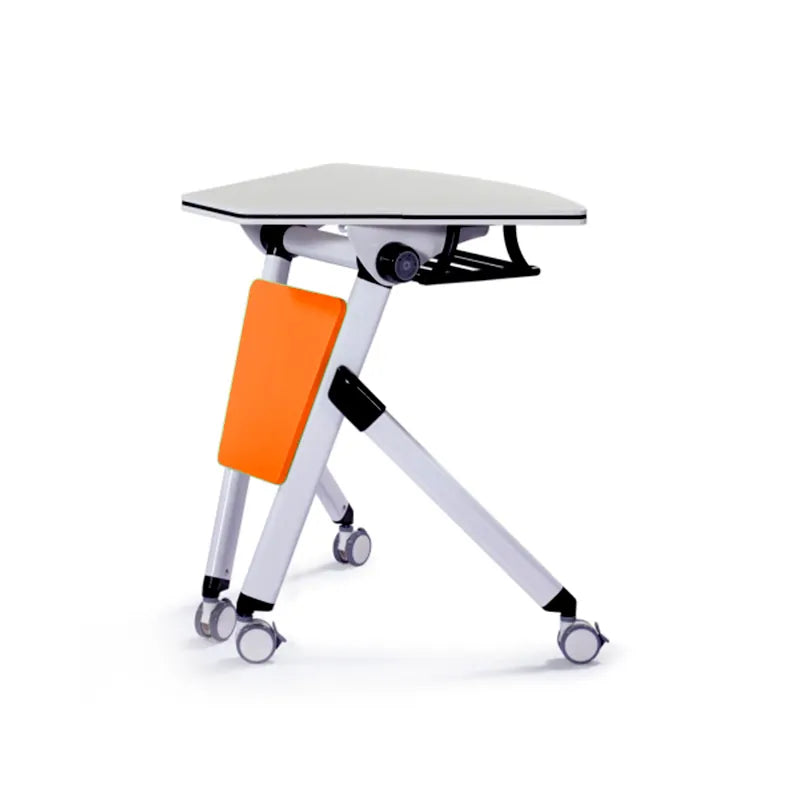 Fan collaborative folding table for modern classrooms with lockable casters and foldable design