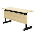 Wood grain foldable training table with full MDF modesty panel, OSF Education furniture