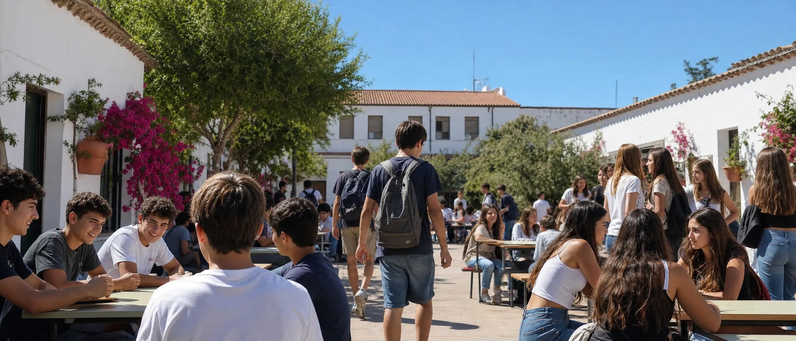 Furniture for Spain campuses and student life including school library canteen and outdoor learning furniture
