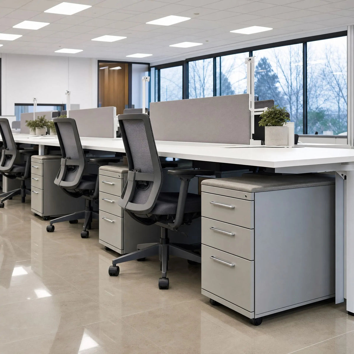 Metal mobile pedestal cabinet, rolling under desk drawer pedestal for modern open plan office workstation