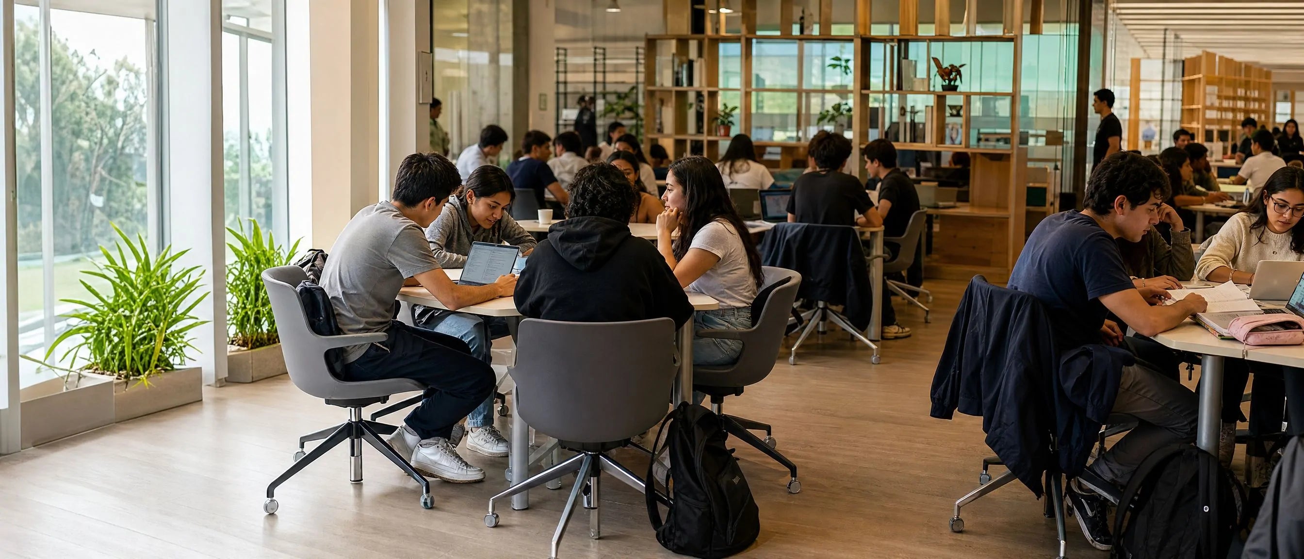 Flexible learning furniture for Peru universities featuring collaborative study tables, ergonomic chairs and modern student learning spaces.