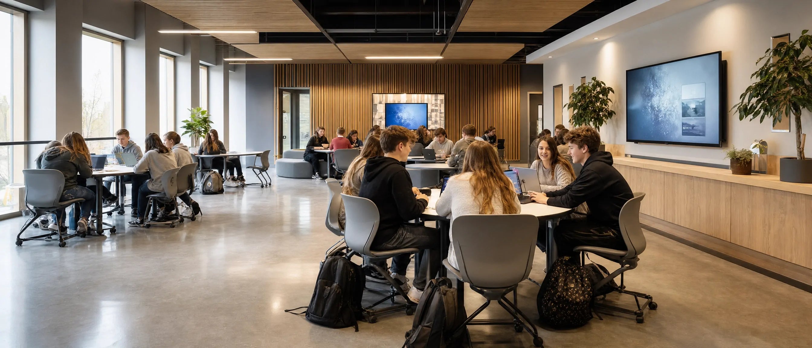 Flexible learning spaces and wyposażenie szkół for Polish students using laptops in a modern classroom