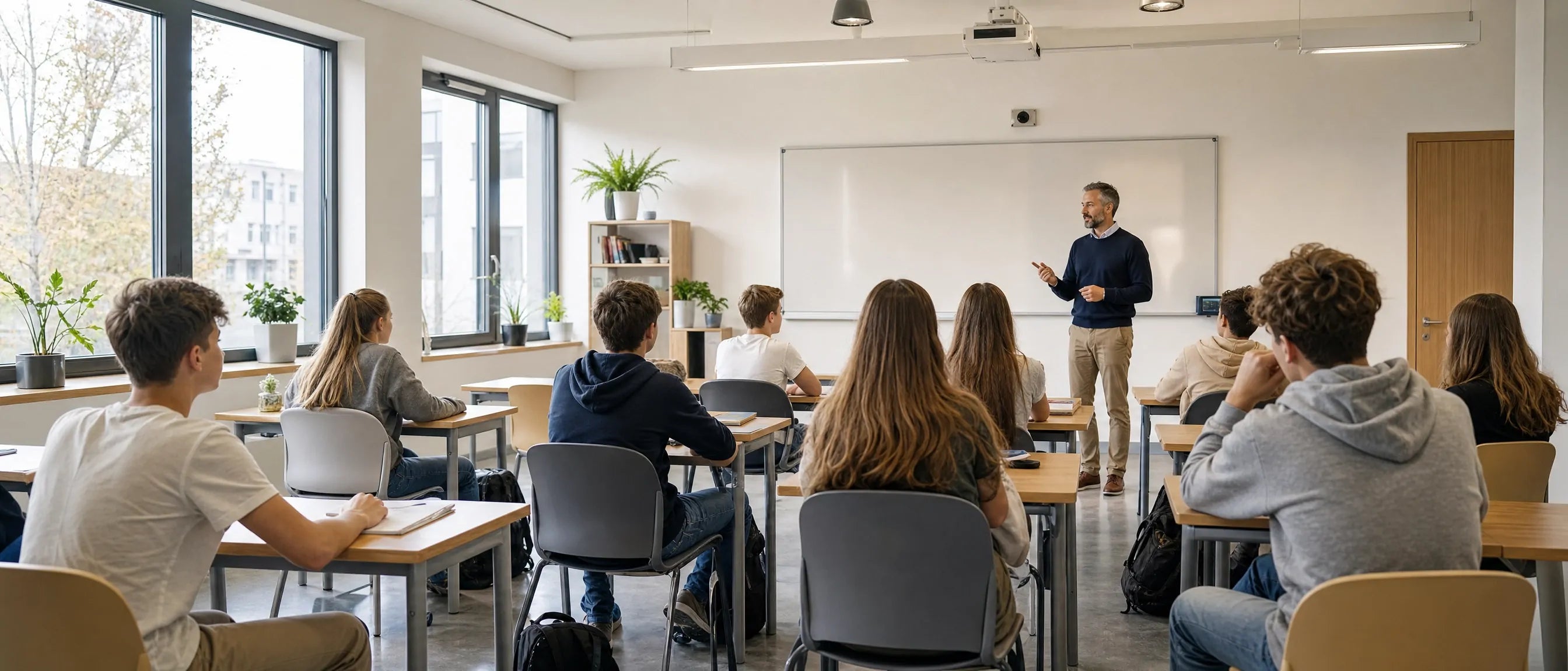 Flexible learning spaces and wyposażenie szkół for Polish students using laptops in a modern classroom