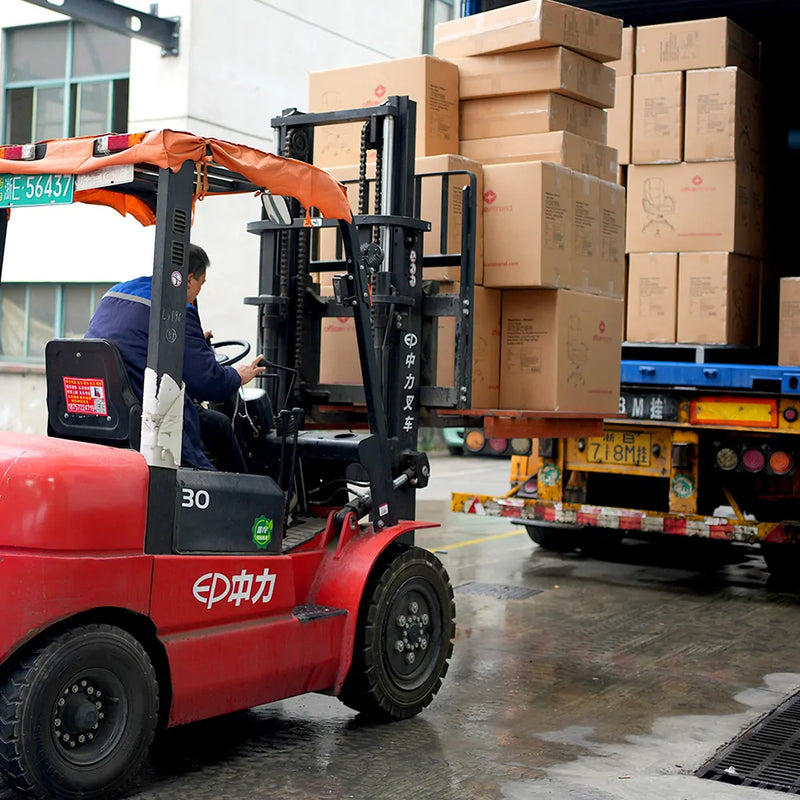 School furniture logistics and shipment from China with export packing, forklift loading and international project delivery