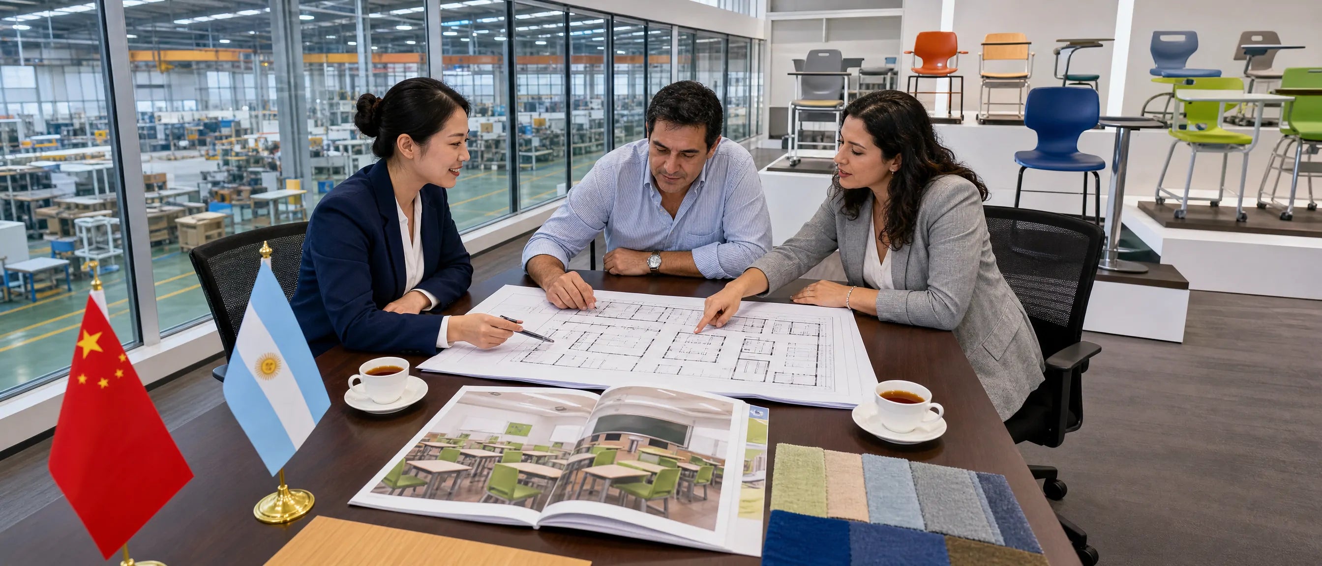 School furniture sourcing for Argentina with project planning, layout discussion and product selection