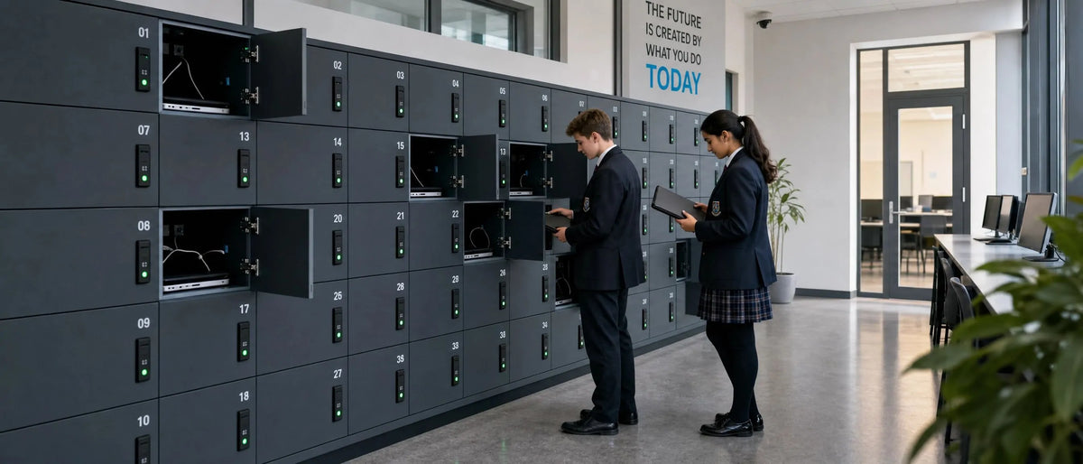 Smart RFID keypad electronic charging lockers for student laptop tablet secure storage in school campus