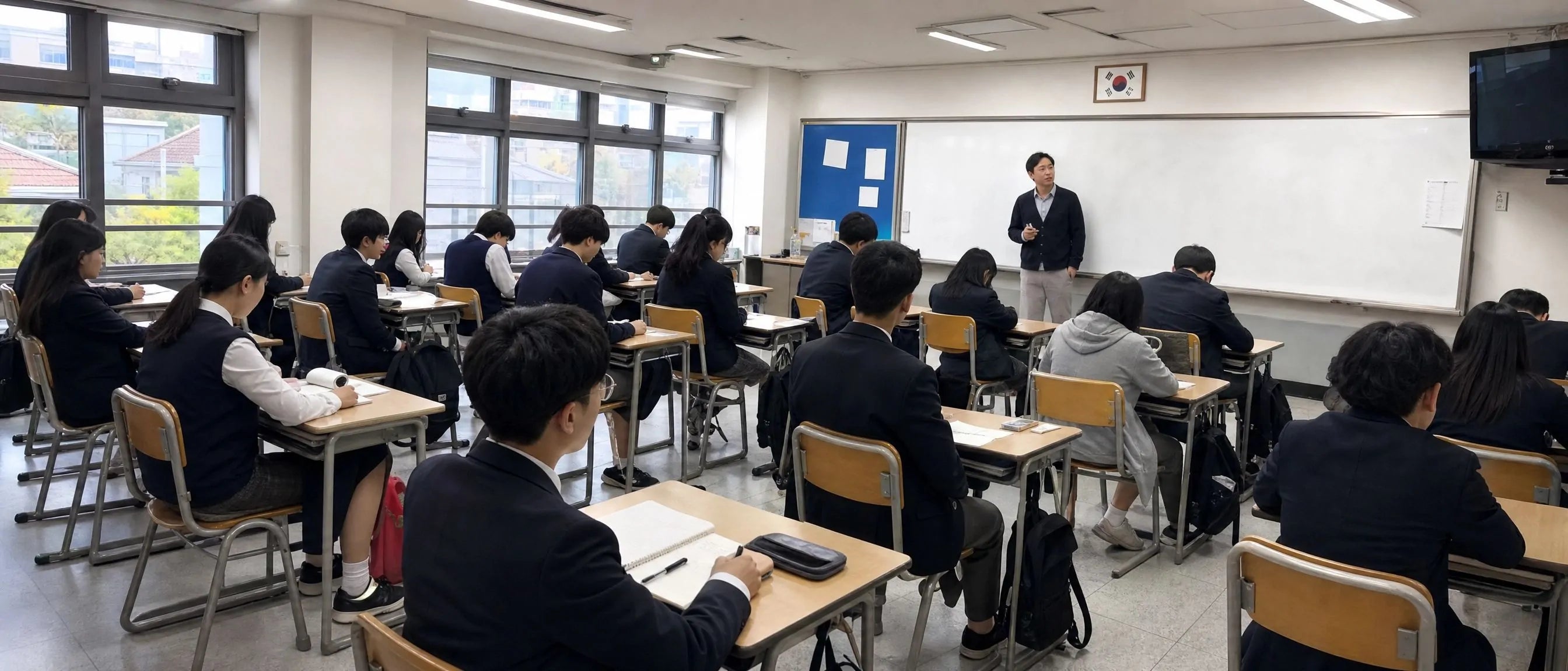 School furniture for South Korea classrooms with durable desks and student chairs for focused learning environments
