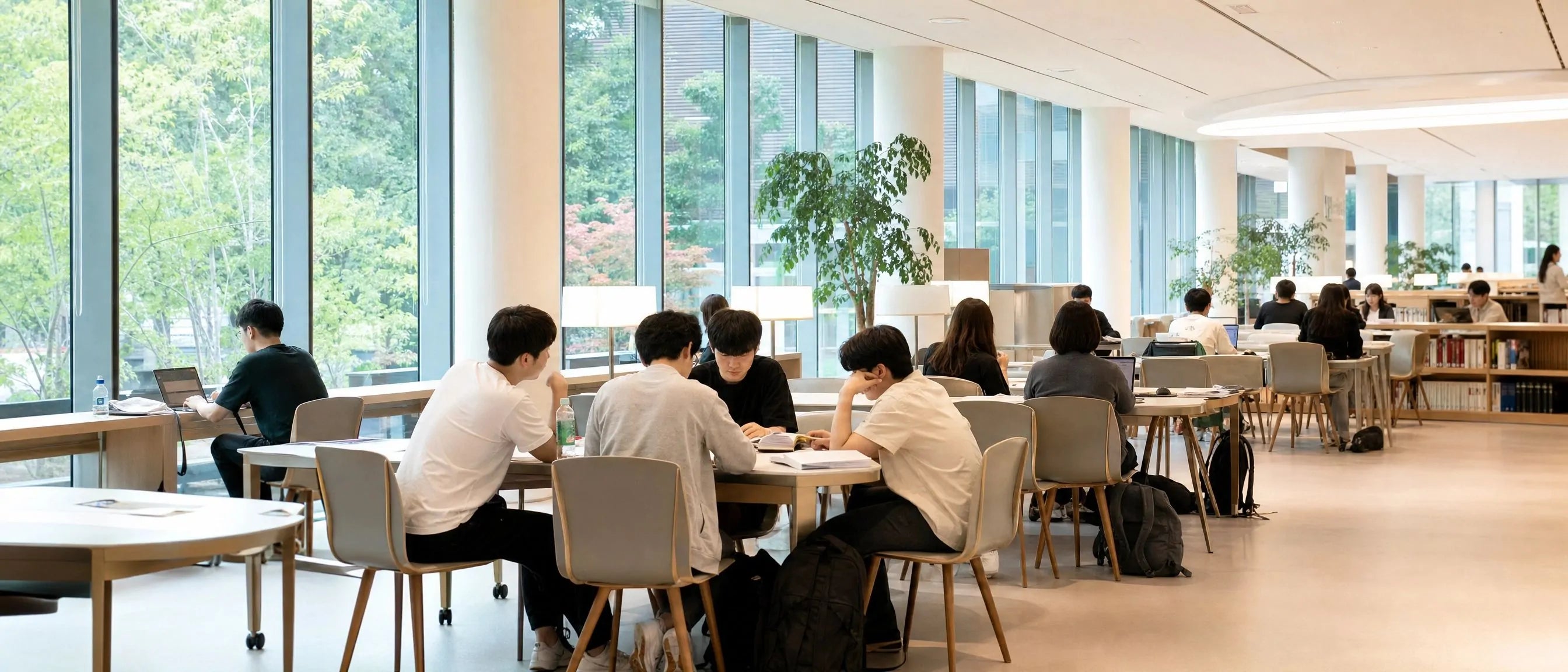 Study space furniture for South Korea universities and libraries with tables, seating and collaborative learning areas
