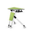Trapezoid collaborative folding table for flexible classrooms and training rooms