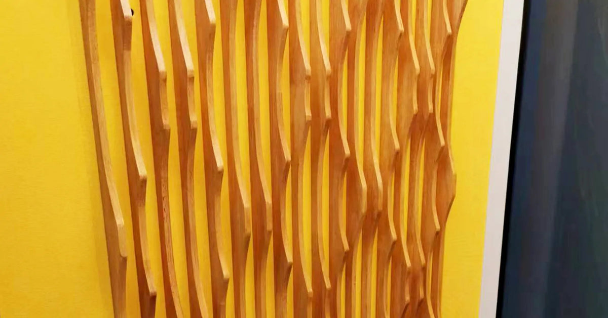Vertical wave solid wood acoustic diffuser panel, 3D curved timber sound diffusion screen for office phone booth, meeting pod interior acoustic treatment decoration